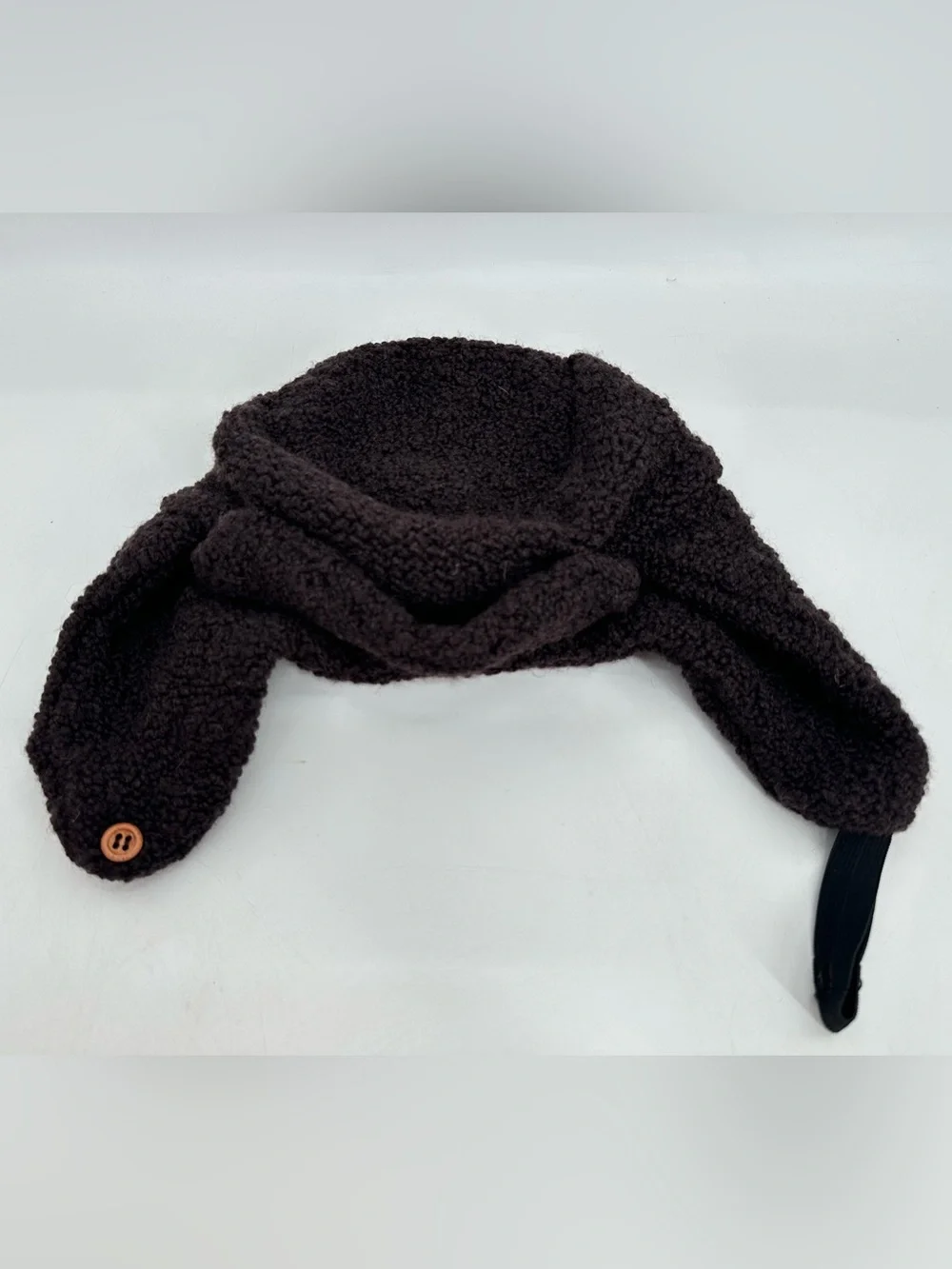Vintage J Crew Made in Italy Wool Trapper Hat Brown Boucle Ear Flap Aviator